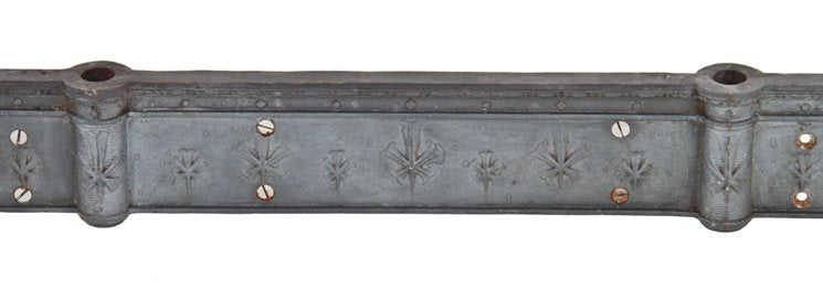 original c. 1895 interior reliance building lobby ornamental cast iron sectional header featuring floral motifs and bead & reel border