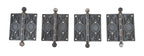 group of four matching late 19th century ornamental cast iron reliance building interior utility door ball finial hinges