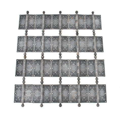 large quantity of matching ornamental cast iron bower-barff ball finial hinges salvaged from the historically important reliance building
