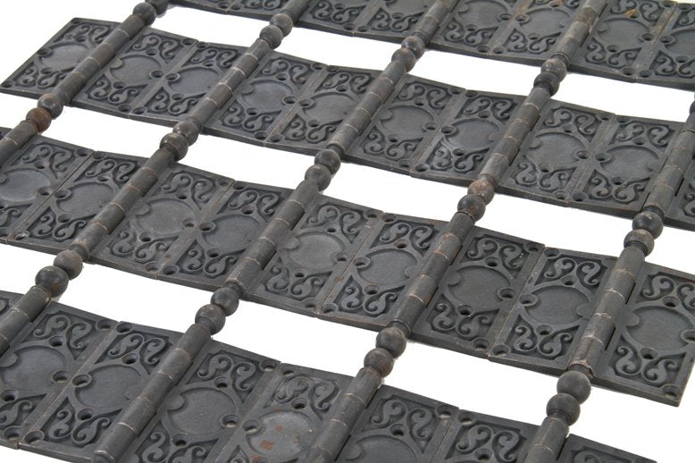 large quantity of matching ornamental cast iron bower-barff ball finial hinges salvaged from the historically important reliance building