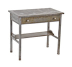 original nice-sized c. 1930's american made "simmons" steel student desk with single pull-out drawer and unusual undershelf