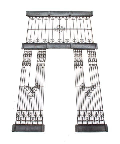 extraordinary c. 1895 original reliance commercial building ornamental iron interior elevator enclosure or surround with largely intact bower-barff finish