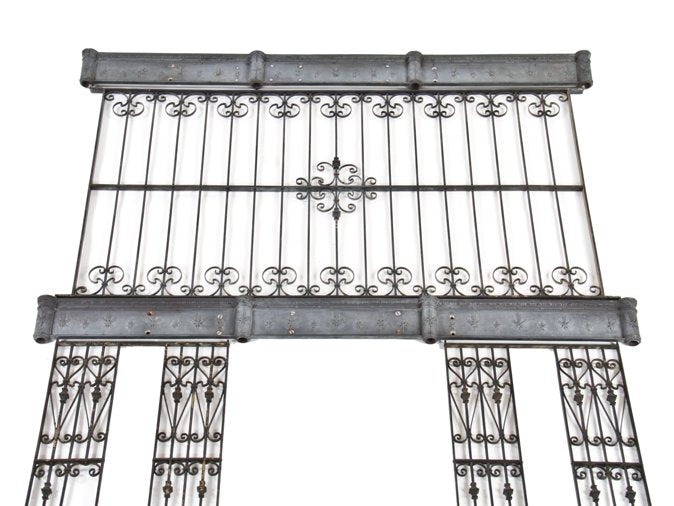 extraordinary c. 1895 original reliance commercial building ornamental iron interior elevator enclosure or surround with largely intact bower-barff finish