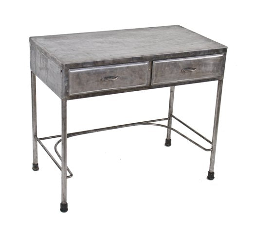 early 1920's american medical stationary hospital operating room workstation with bent tubular steel legs retaining the original foot pads