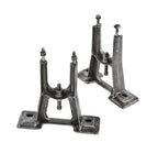 matching set of american early 20th century reinforced cast iron ceiling mount factory belt pulley shaft hangers with brushed metal finish