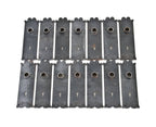 fourteen matching c. 1895 ornamental cast iron interior reliance office building passage door backplates with embossed volute design motifs