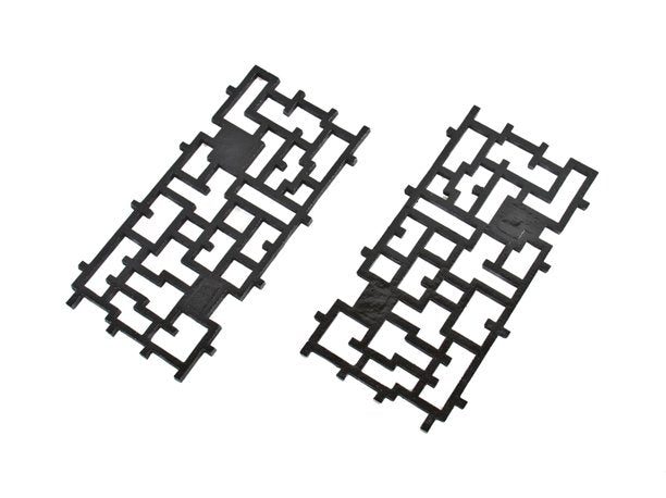 matching set of unusual american ornamental black enameled cast iron geometric interior residential floor grates