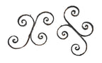 set of matching 19th century ornamental welded and formed flat stock "fish tail end" iron scroll residential window guard fragments