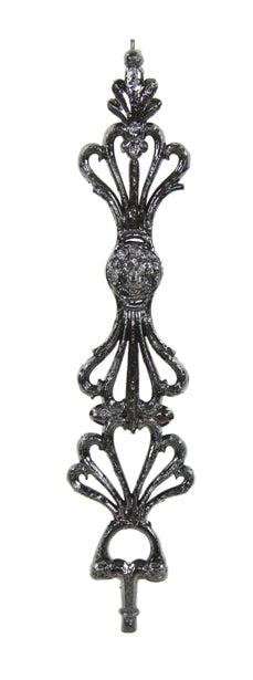 striking original c. late 19th century fanciful black enameled cast iron exterior residential stair baluster with figural lion medallion
