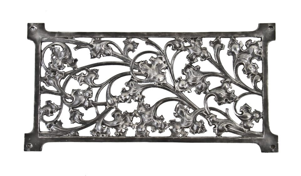 original and remarkably detailed late 19th century ornamental cast iron fisher building elevator door panel or screen with allover leafage