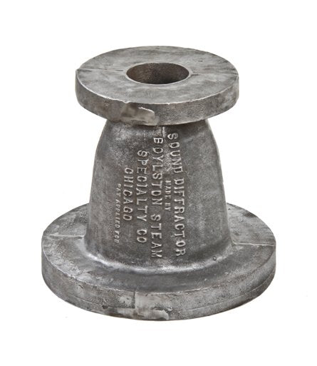 mammoth c. 1920's vintage american industrial heavy duty cast iron boylston "sound diffractor" valve component with embossed lettering