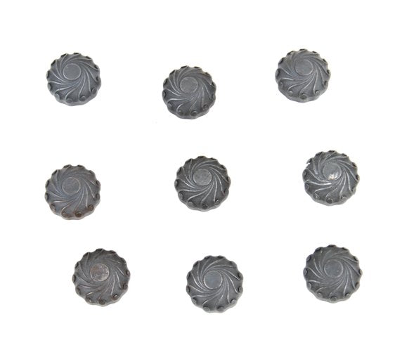 large lot of matching 19th century reliance building passage or utility door ornamental cast iron doorknobs with bower-barff finish