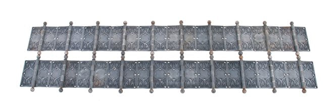 twenty matching original late 19th century daniel burnham reliance building ornamental cast iron office door ball finial hinges