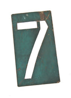 early 20th century original pressed and folded galvanized steel theater marquee number sign with original green paint finish