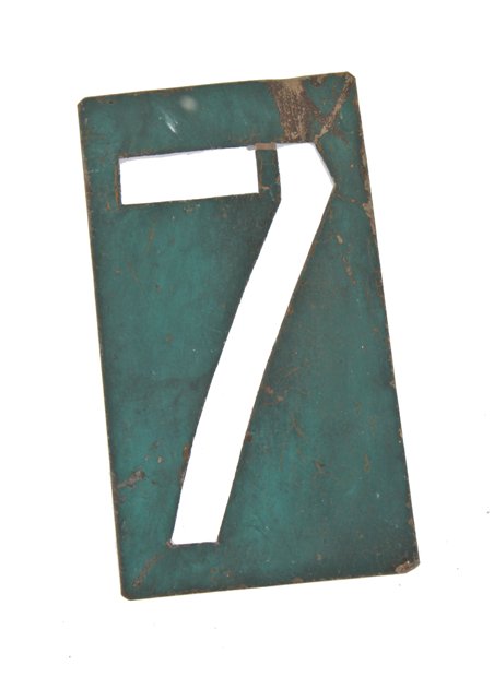 early 20th century original pressed and folded galvanized steel theater marquee number sign with original green paint finish