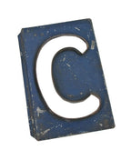 c. 1916 original single-sided american galvanized tin exterior theater marquee letter sign with original blue paint finish