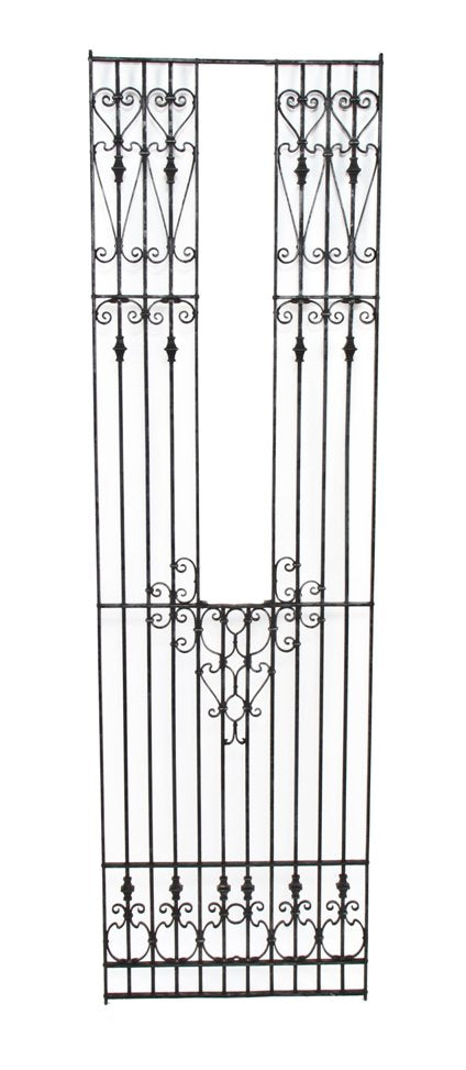 original c. 1895 interior ornamental riveted joint wrought iron reliance building elevator door or grille with original bower-barff finish intact