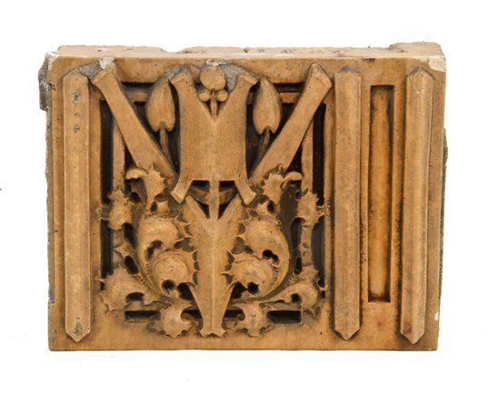 original c. 1936 american slip glaze oliver p. morton exterior george grant elmslie prairie style terra cotta panel