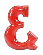 c 1930's american industrial single-sided exterior pressed steel red porcelain enameled ampersand character sign