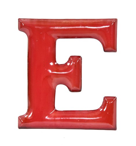 depression era antique american cherry red porcelain enameled die cut steel exterior grocery store letter sign