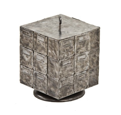 very unique and unusual c. 1920's vintage american industrial revolving cube-shaped compartmentalized  "rotabin"