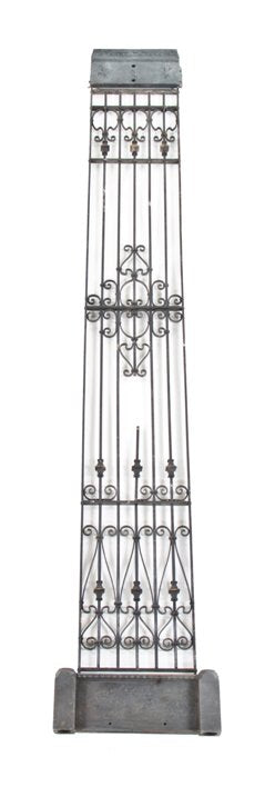 historically important late 19th century original interior reliance building ornamental iron elevator grille panel with header and kick plate