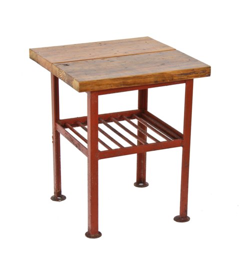 unique c. 1930's vintage american industrial stationary two-tier welded joint steel side table with plate glass undershelf