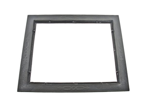 original antique american 19th century black enameled oversized cast iron interior commercial building floor grate surround