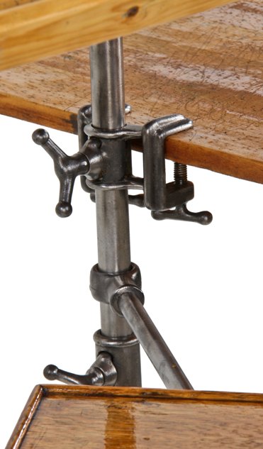all original and completely intact rare c. 1910-20 american industrial "peerless" draftsman table containing three fully adjustable drawing boards