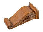 single c. 1900's american antique interior residential varnished oak wood colonnade corbel with intact voluted motif gesso ornament