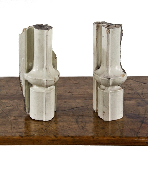 pair of late 19th century exterior bunham & atwood cream-colored reliance building gothic style terra cotta fragments