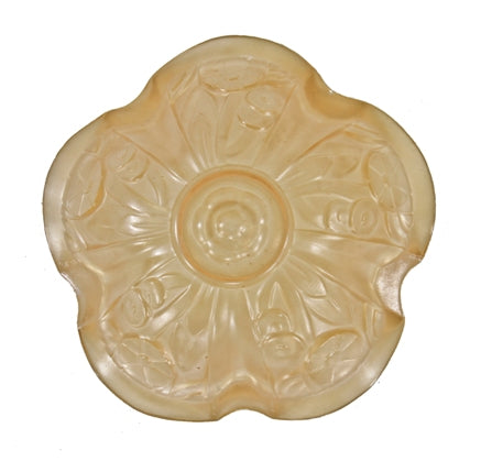 american art deco style crimped edge pressed amber glass residential ceiling fixture replacement drop shade with floral motifs