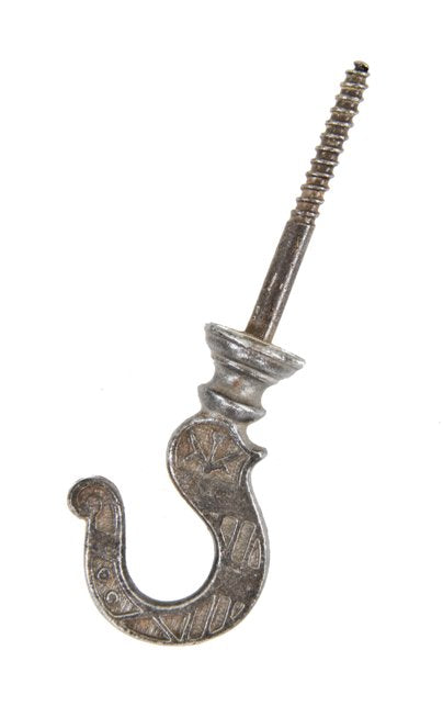 refinished 19th century ornamental cast iron american victorian era hanging plant or birdcage ceiling hook with large threaded screw