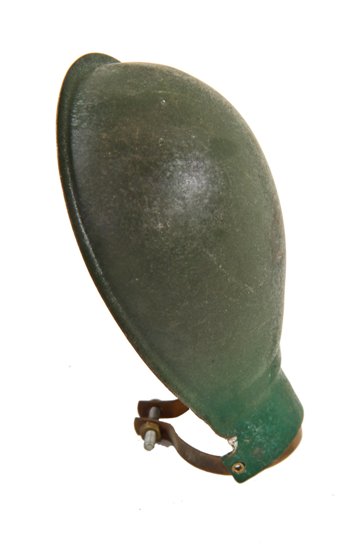 original c. 1930's vintage american industrial "new old stock" hubbell slim helmet green enameled task light aluminum reflector