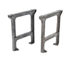matching set of exceptionally strong early 20th century american industrial refinished cast iron factory workbench legs or bases