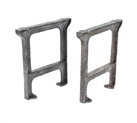 matching set of exceptionally strong early 20th century american industrial refinished cast iron factory workbench legs or bases