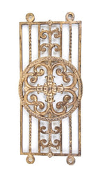 historically important late 1920's original gold enameled cast iron sheridan theater interior lobby baluster panel with floriated medallion