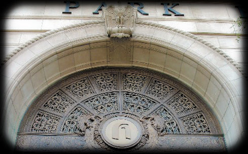 historically important double-sided c. 1928 ornamental cast bronze hyde park bank building interior lobby staircase baluster panel featuring aquatic creatures