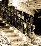 exceptionally intact late 1920's american ornamental cast iron neoclassical style historic sheridan theater lobby staircase baluster panel