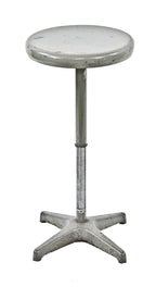 original and intact c. 1950's american industrial gunship gray enameled steel adjustable height factory swivel seat stool with cast iron base