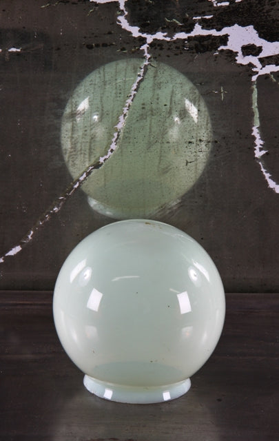 american antique interior residential c. 1900's hanging electrolier fixture vaseline or "uranium" glass replacement shade or globe