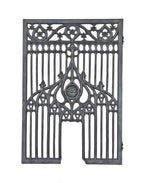 rare early 20th century american gothic style black enameled cast iron hammond masonic temple ticket teller cage with intricate tracery