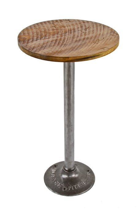 repurposed vintage american industrial multi-purpose display stand with brushed and coated cast iron machine pedestal base
