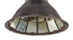 rare original early 20th century antique american industrial oversized early electric incandescent rolled iron factory pendant light with intact sectional silver-plated mirror reflectors