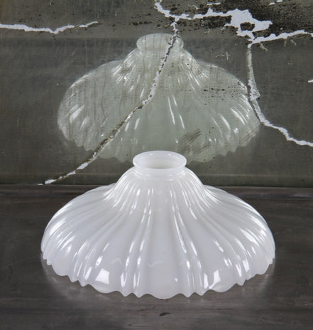 original c. 1920's american interior noel bank building ceiling flush mount fluted glass replacement shade