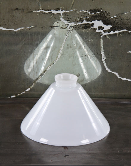 early 20th century american industrial conical-shaped white opalescent glass interior factory pendant shade or reflector