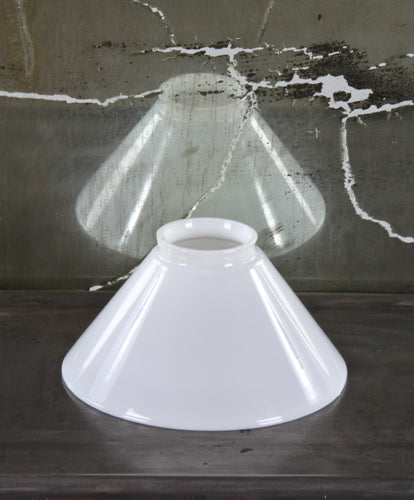 original c. 1900-10 antique american industrial interior factory office "milk glass" conical replacement pendant shade with oversized fitter opening