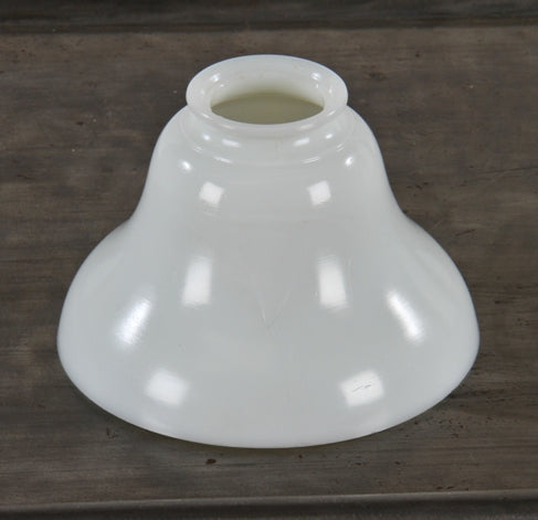 original c. 1920's american industrial bell-shaped white opalescent glass interior ceiling fixture shade with flared base