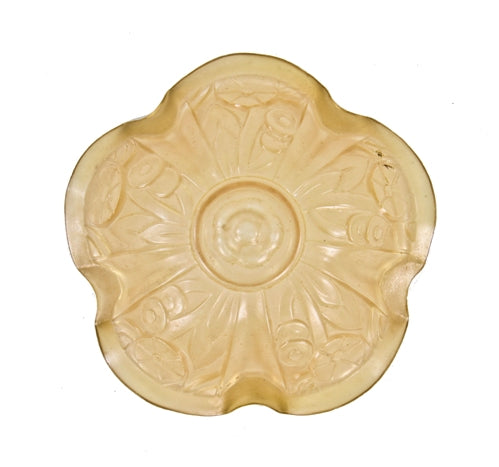depression-era american antique amber colored ornamental pressed glass slip shade ceiling fixture replacement bowl