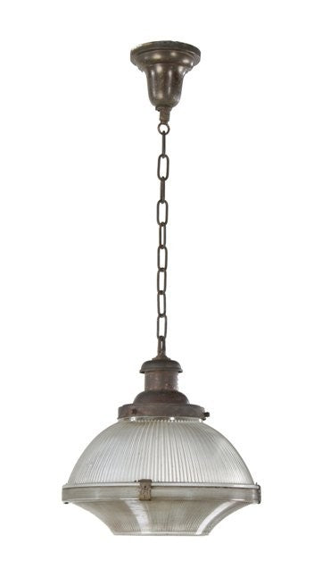 marvelous all original hard to find and highly desirable american depression era art deco style ice cream parlor interior two-part prismatic glass or holophane pendant light fixture